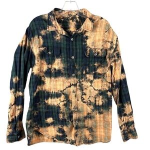 Paperback Originals Mens Button Down Bleached Plaid Size Medium EUC